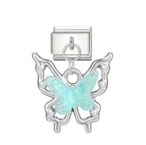 Italian Charmlink Dangling Blue‎ Zircon Gemstone Italian Charm Bracelet